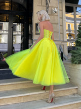 Lace up corset prom dress midi