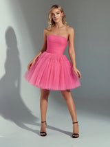 Hot pink Barbiecore lace up tutu dress mini