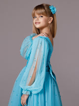 Modest velvet junior bridesmaid dress