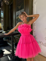 Barbiecore tulle tutu coctail dress mini