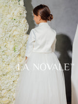 classy flower girl dress set with cropped jacket