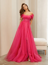 off shoulder tulle formal occasion dress