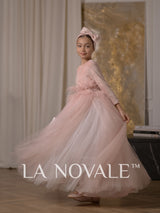 Girls graceful long sleeve velvet ceremony dress