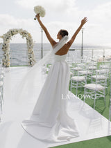 Cat Eye Strapless Draped Wedding Dress