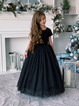 Heart back velvet occasion dress for girls