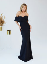 Off shoulder black tie event dress