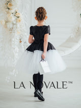 Kids black and white formal frock with short sleeves