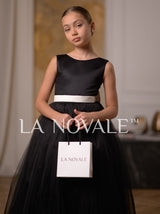 Retro inspired black and white flower girl dress