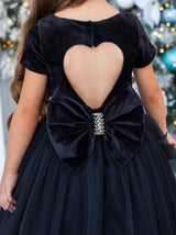 Heart back velvet occasion dress for girls