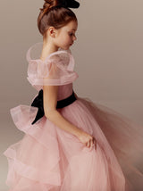 Junior bridesmaid dress with detachable train