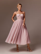 Lace up corset prom dress midi