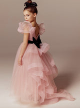 Junior bridesmaid dress with detachable train