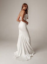 Cowl neck Satin mermaid wedding dress
