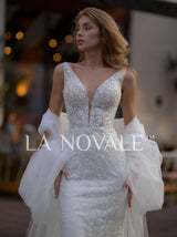 sheath Bohemian lace wedding dress