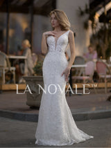 sheath Bohemian lace wedding dress