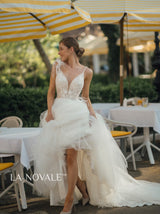 delicate floral boho wedding dress