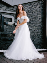 Botanic lace boho wedding dress