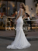 sheath Bohemian lace wedding dress