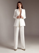 Minimalist bridal pantsuit in crepe