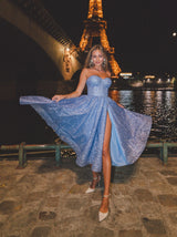 Bustier corset backless glitter dress midi