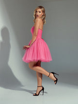 Hot pink Barbiecore lace up tutu dress mini