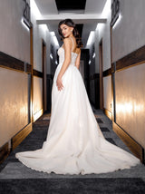 Bustier ivory wedding dress with crystal decor