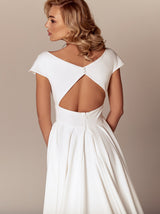Cap sleeve casual wedding dress in crepe