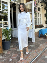 long sleeve Silky simple wedding dress