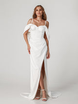 sheath satin wedding dress