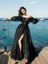 celestial Off the shoulder bustier evening dress