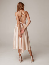 tie back flared bridesmaid dress