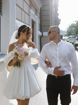 Bubble hem wedding reception mini dress