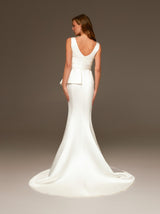 cummerbund fitted wedding dress in satin