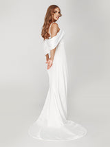 sheath satin wedding dress