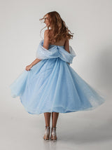 Sparkle Off shoulder midi prom dress