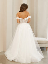 Off shoulder sparkle wedding dress