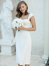 midi pencil wedding dress with cap sleeve