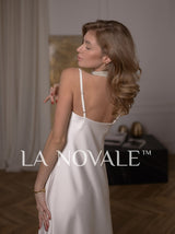 Feather Trim Slip Dress for Elopement Wedding