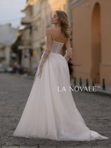 delicate crystal beaded sweetheart wedding dress