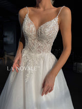 Botanical lace sparkle A-line wedding dress