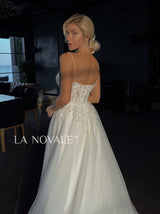 Botanical lace sparkle A-line wedding dress