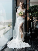 simple backless satin bridal gown