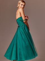 Lace up corset prom dress midi