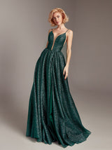 low back plunge evening dress