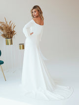 Peasant sleeve relaxed casual wedding dress