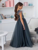 Sequin and tulle junior bridesmaid dress