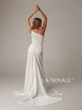 One shoulder black satin wedding dress