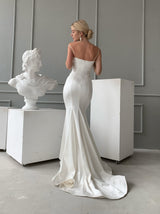 Cowl neck Satin mermaid wedding dress