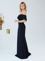 Off shoulder black tie event dress