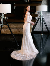 Emroidered lace Full sleeve wedding dress